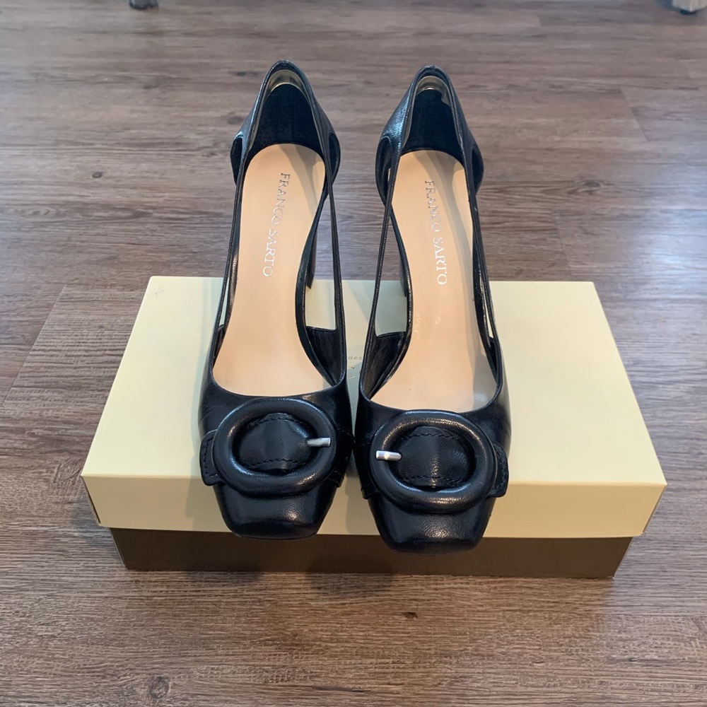Franco Sarto Black Leather Heels